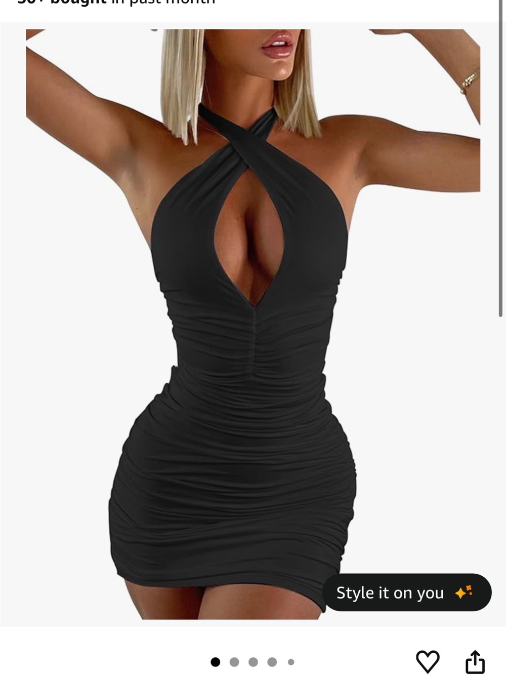Backless Black Halter Dress - Elegant Ruched Design